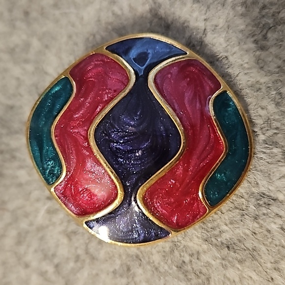 Colorful Enamel Modern Pierced Earrings - Picture 2 of 6